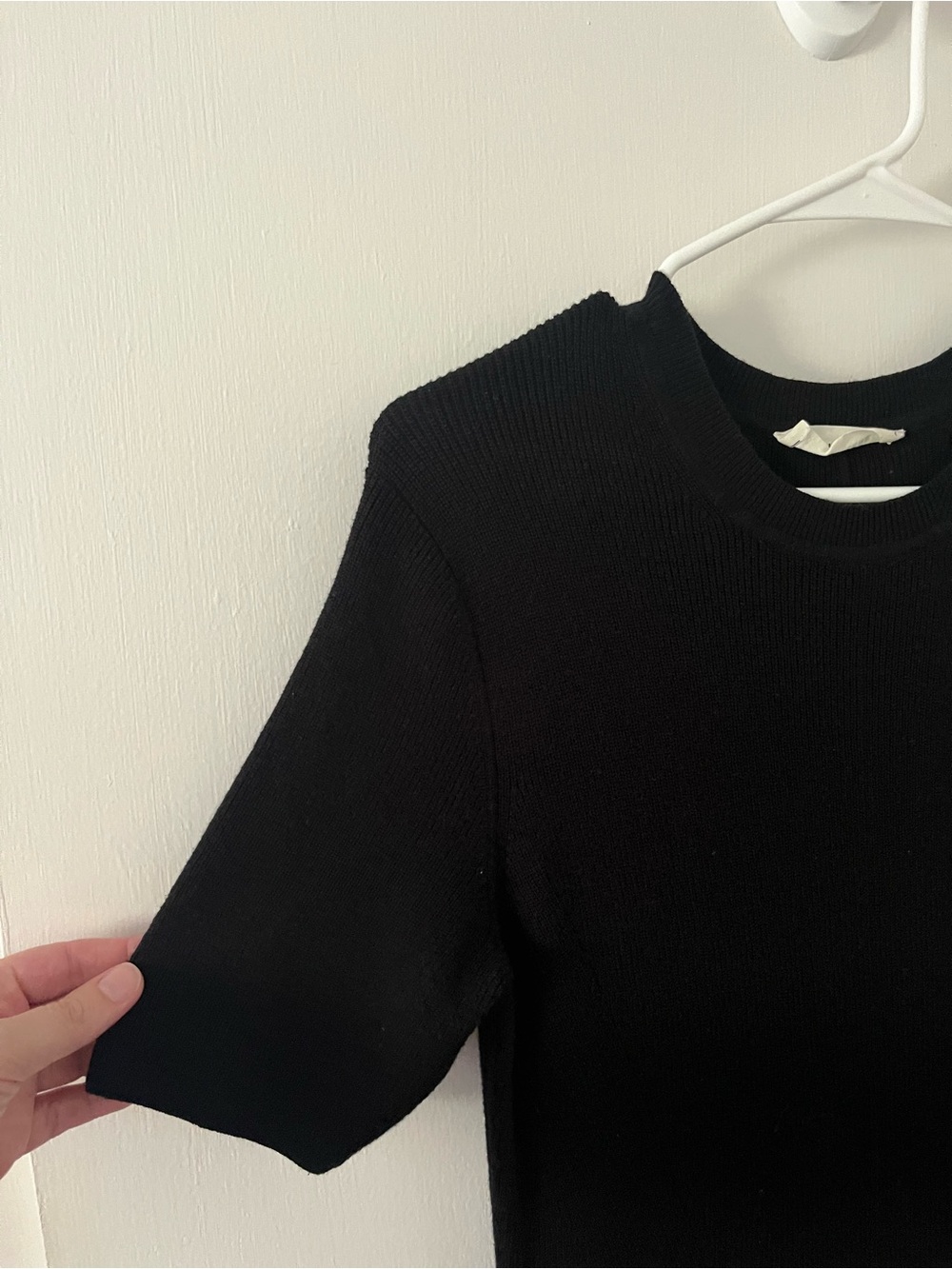 Everlane The Ribbed Sweater Dress Black Organic Cotton Merino Knit Size Large - Picture 3 of 10